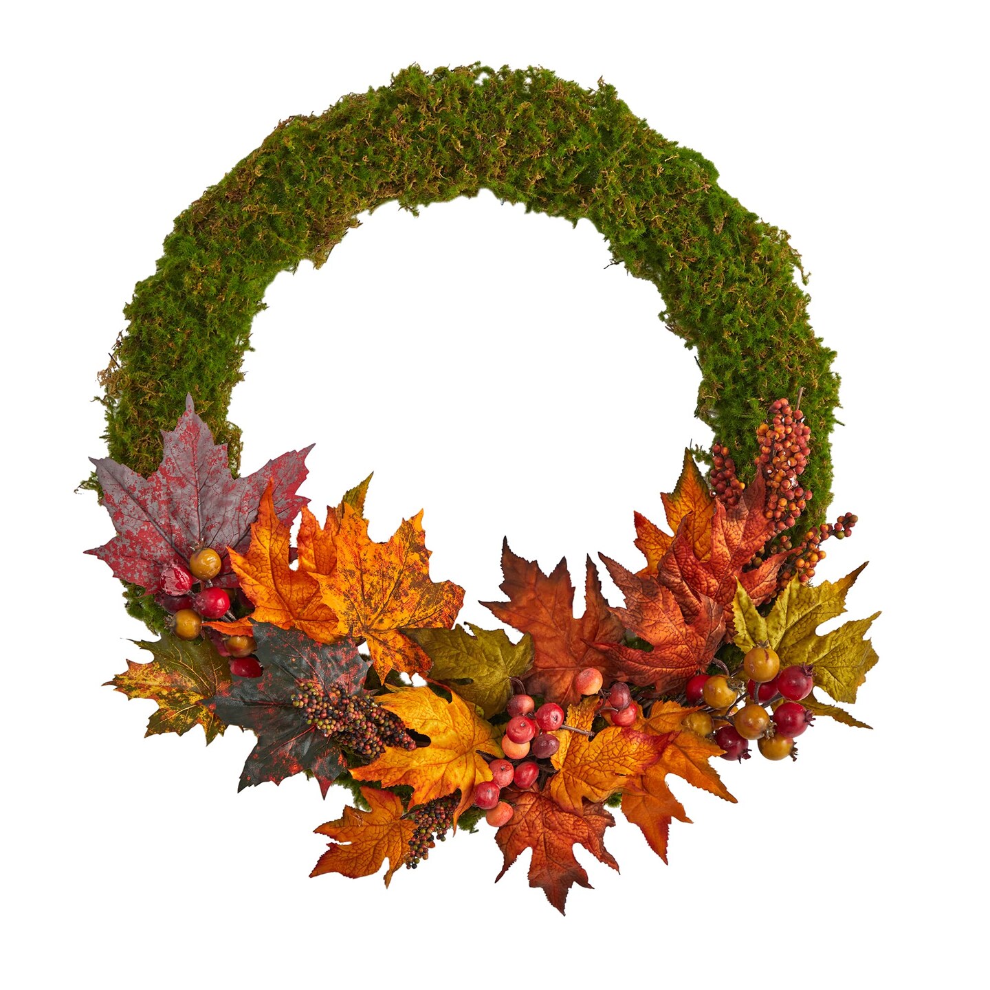 20 Fall Maple Leaf and Berries Artificial Autumn Wreath