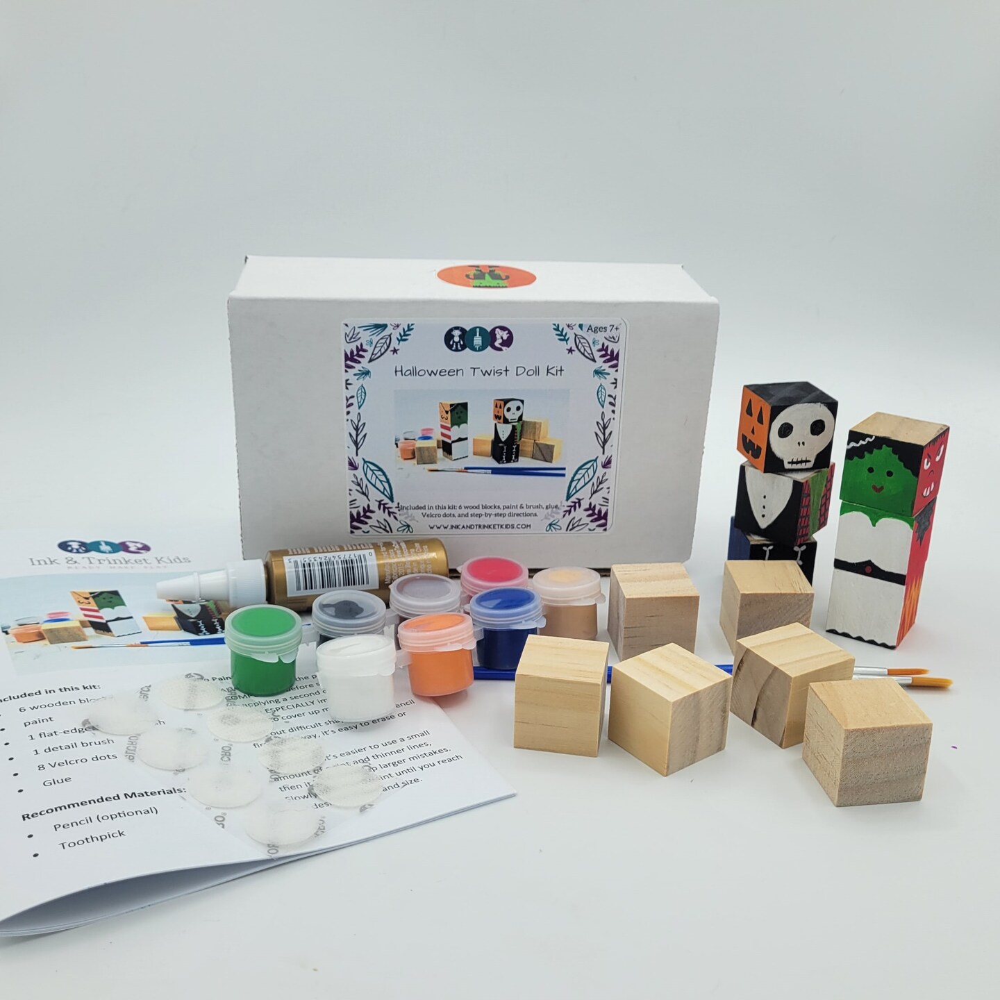 DIY Halloween Mix and Match Block Painting Craft Kit by Ink and Trinket Kids