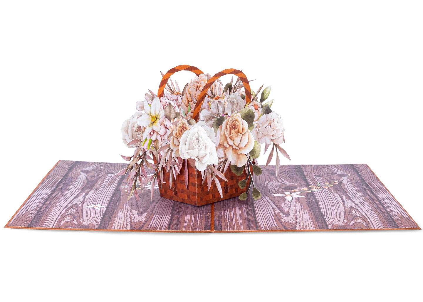 Paper Love Rustic Flower Basket Pop Up Card | Handmade 3D Popup Greeting Cards for Fall, Winter, Christmas, Birthday, Thanksgiving | 5" x 7" product 5