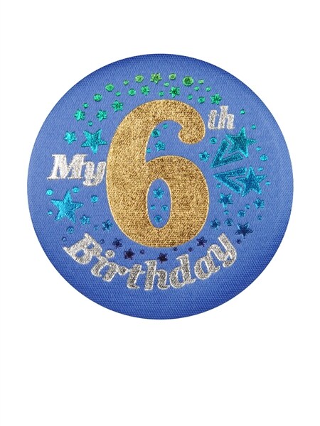 Beistle Club Pack of 6 Blue "My 6th Birthday" Decorative Satin Buttons 2"