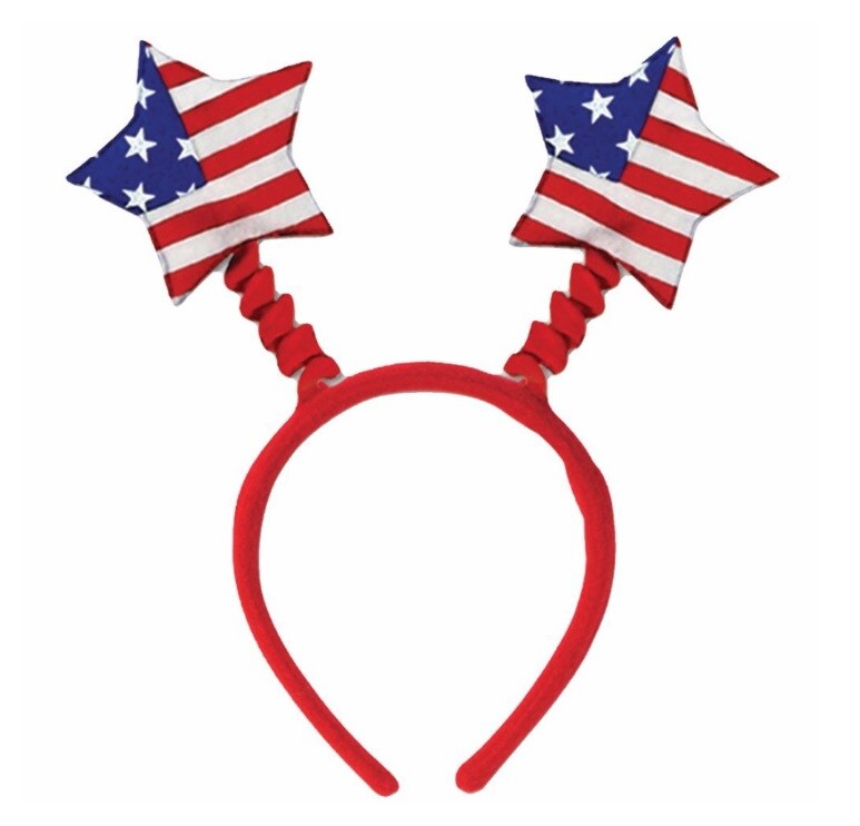 Beistle Club Pack of 12 Patriotic Red, White and Blue Star Bopper Headband Party Favors