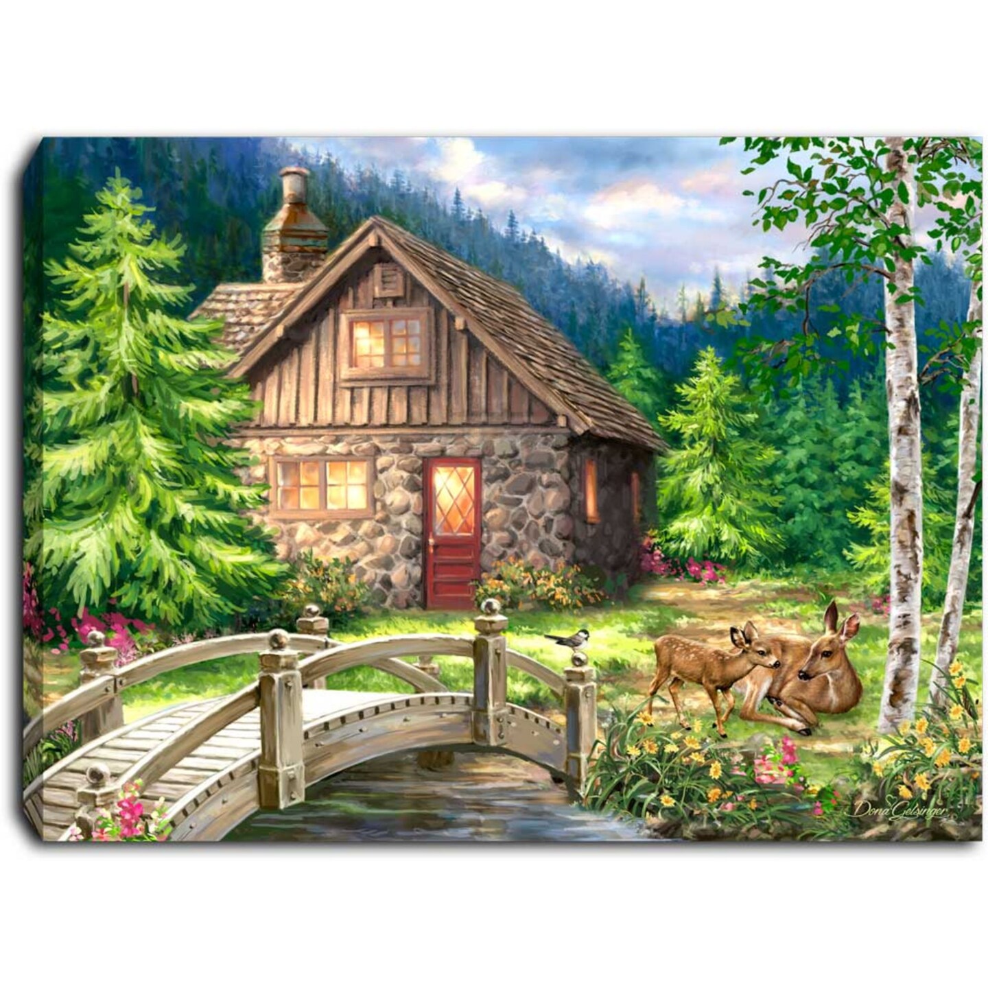 Glow Decor 8" Green and Brown The Cottage LED Lighted Tabletop Decor