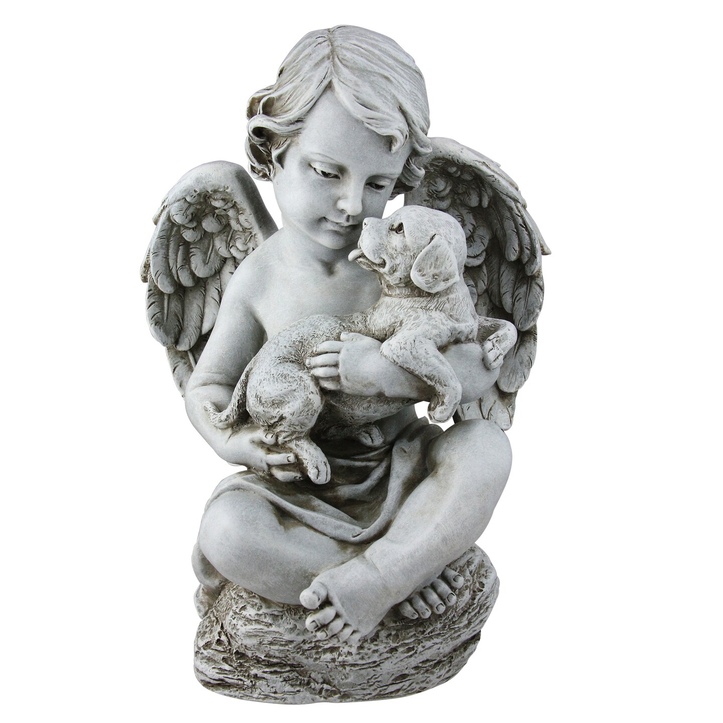 Roman 11.5&#x22; Joseph&#x27;s Studio Cherub Angel with Puppy Dog Outdoor Garden Statue