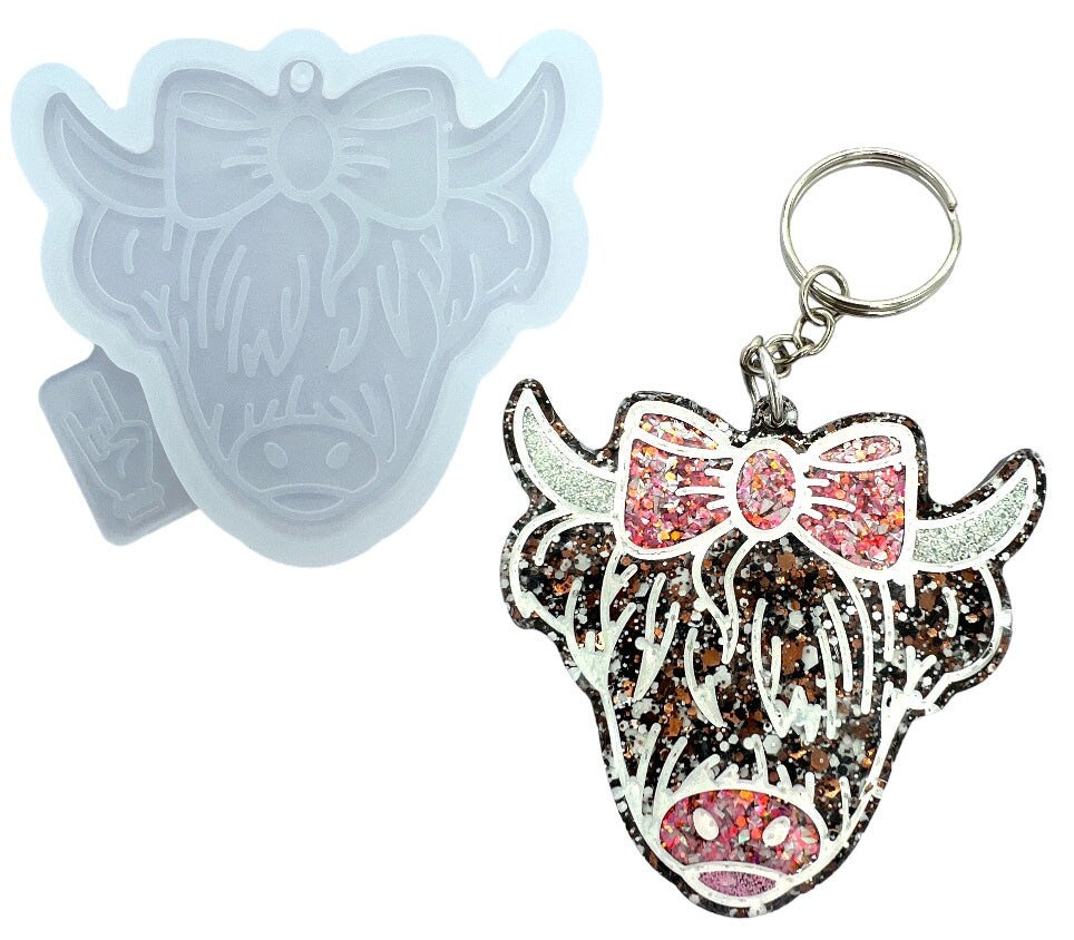 Resin Rockers Exclusive Highland Cow Keychain or Ornament Mold for UV and Epoxy Resin Art