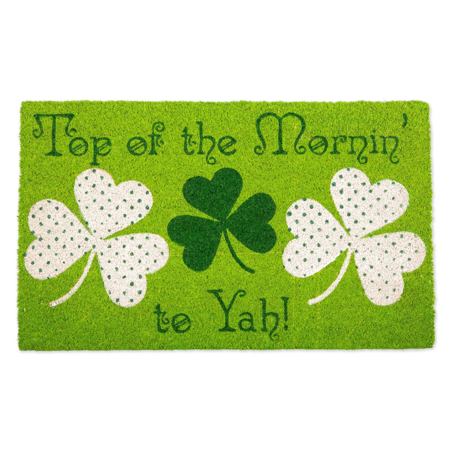 Contemporary Home Living Green and White &#x22;Top of the Mornin&#x27; to Yah!&#x22; St. Patrick&#x27;s Day Doormat 18&#x22; x 30&#x22;