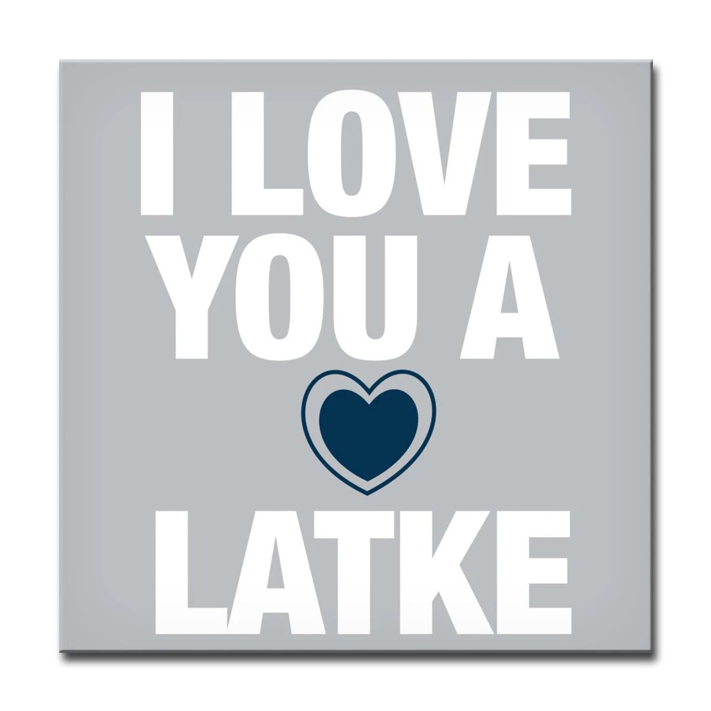 Crafted Creations Gray and White &#x22;I LOVE YOU A LATKE&#x22; Hanukkah Square Cotton Wall Art Decor 20&#x22; x 20&#x22;