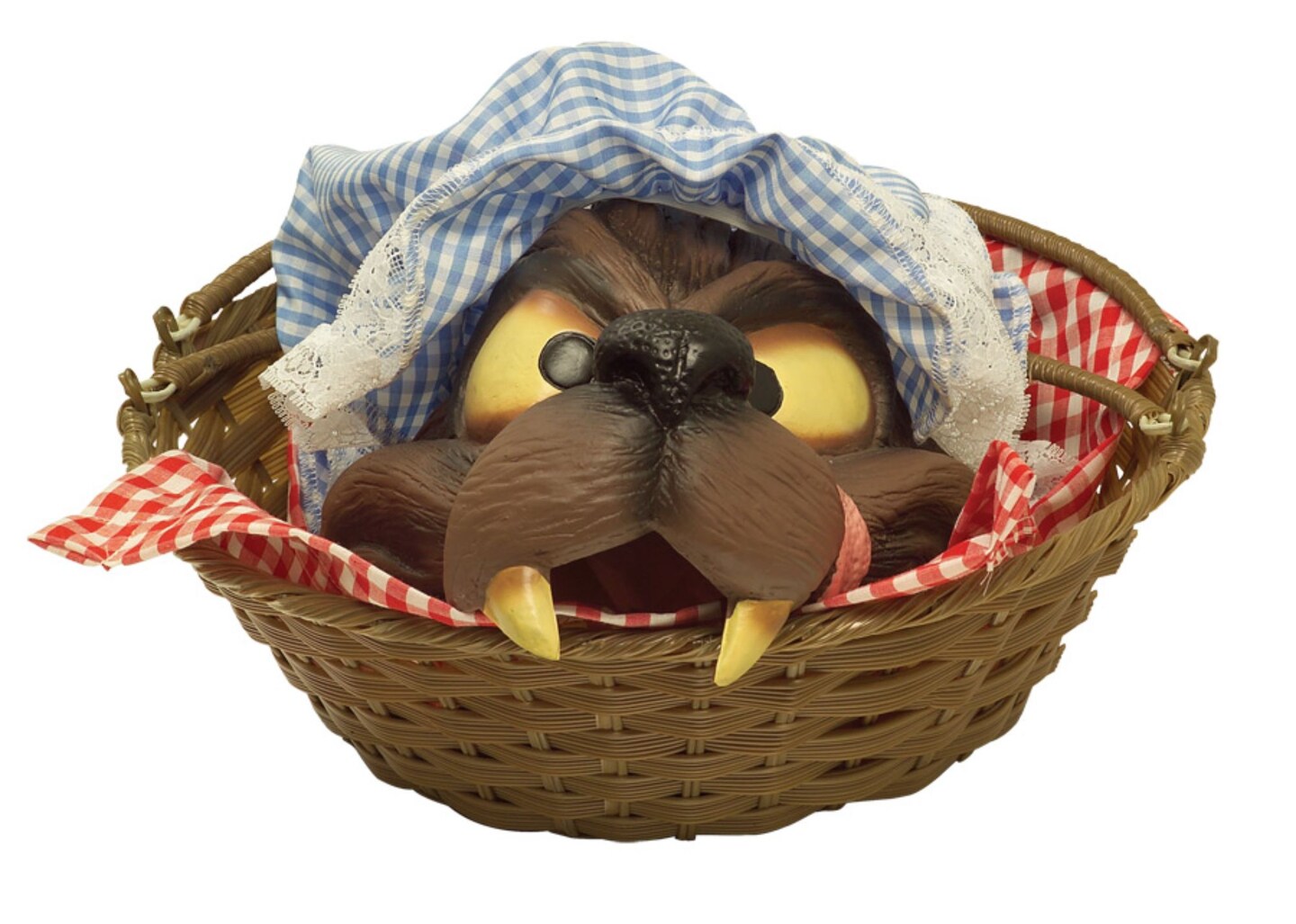 The Costume Center Brown and Red Wolf Head in a Basket Halloween Prop