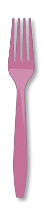 Party Central Club Pack of 288 Candy Pink Premium Heavy-Duty Plastic Party Forks 7&#x22;