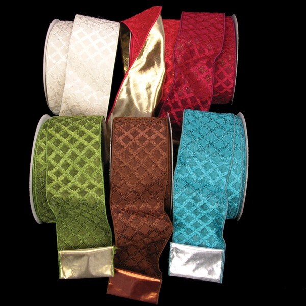 The Ribbon People Bold Brown Contemporary &#x22;Lozenge&#x22; Print Wired Craft Ribbon 3&#x22; x 20 Yards