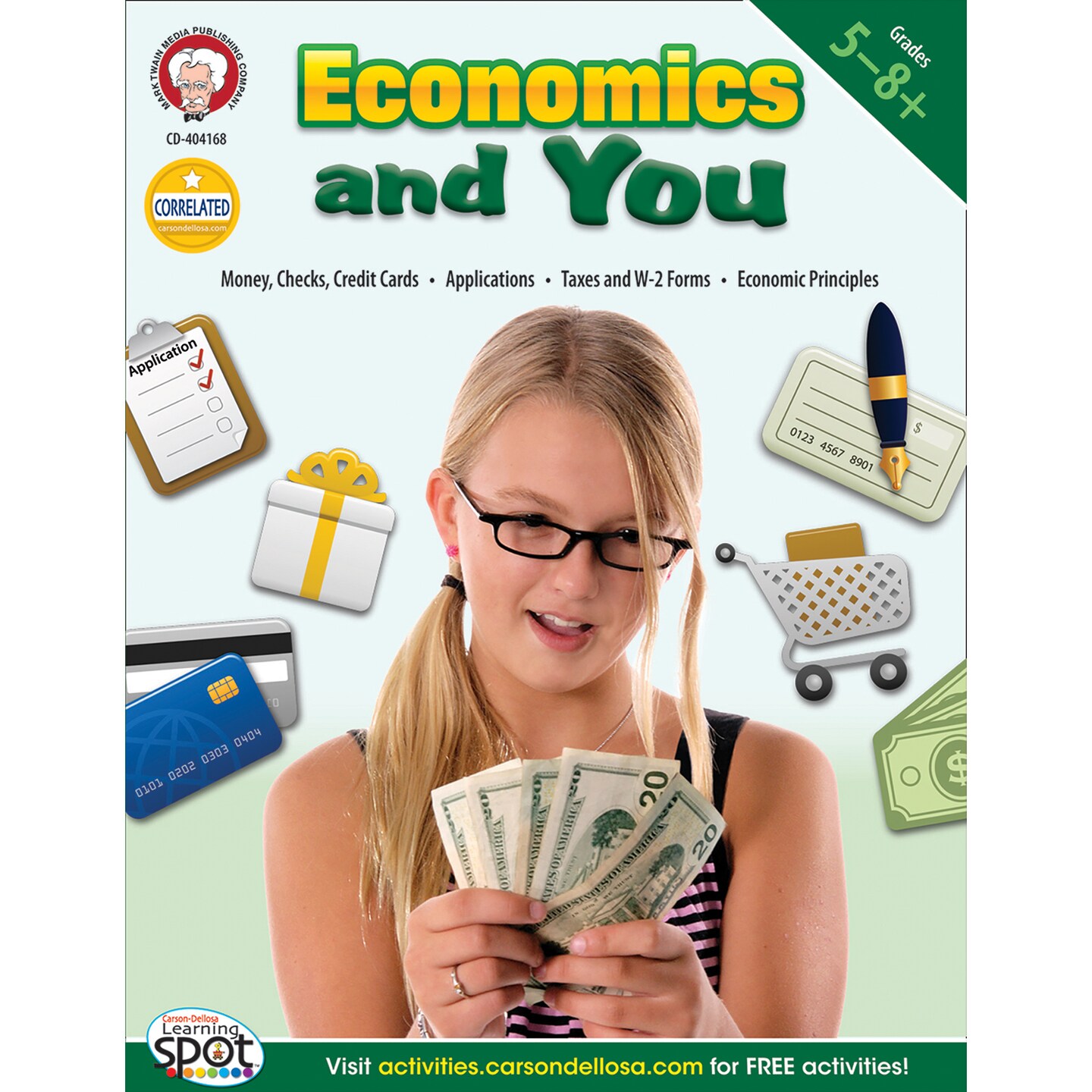 Mark Twain Basic Economics Workbook, Grades 5-8 Financial Literacy Books, Money, Taxes, and Economic Principals With Math Practice, 5th Grade Workbooks and Up, Classroom or Homeschool Curriculum