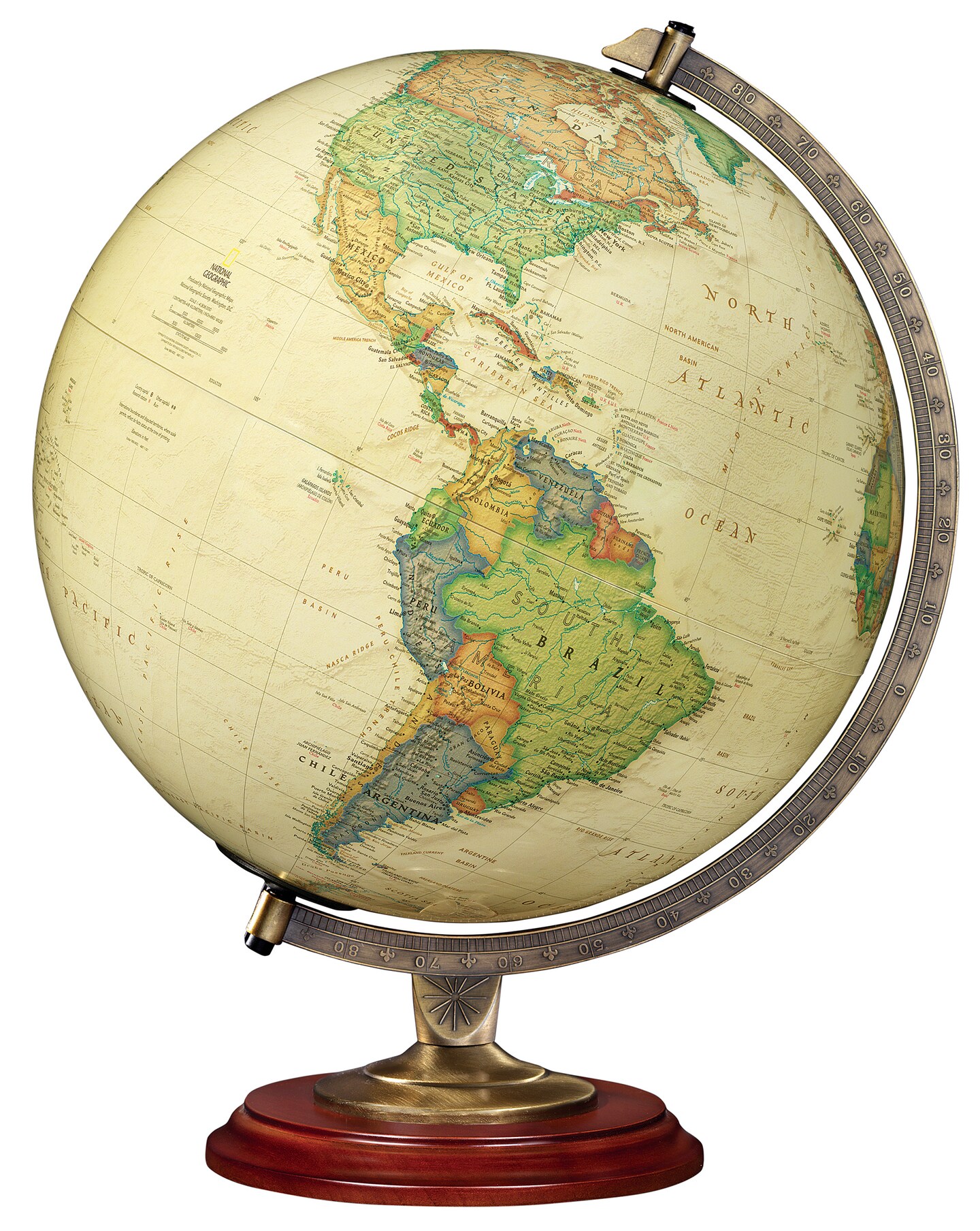 National Geographic Adams 12&#x22; Diameter Antique Ocean Illuminated World Globe