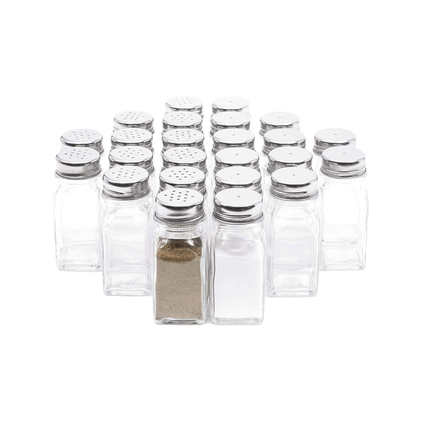 24 Pack Glass Salt and Pepper Shakers Bulk Set Spice Containers for Restaurant 2 oz