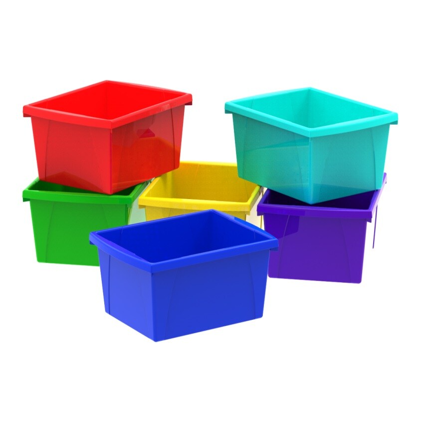 4 Gallon (15L) Classroom Storage Bin, Assorted Colors (Case of 6)