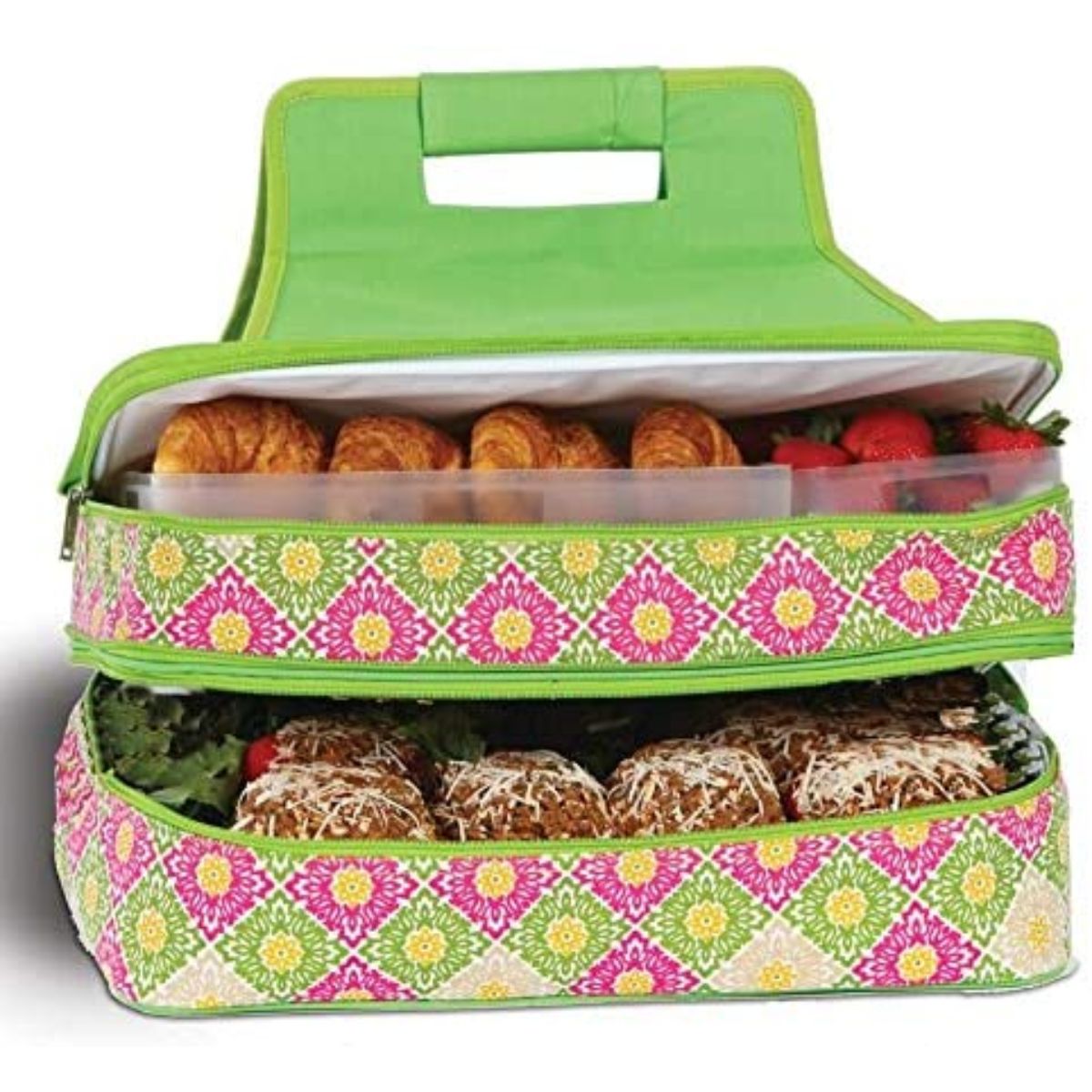 Picnic Plus 18&#x22; Green Contemporary Hot and Cold Food Carrier
