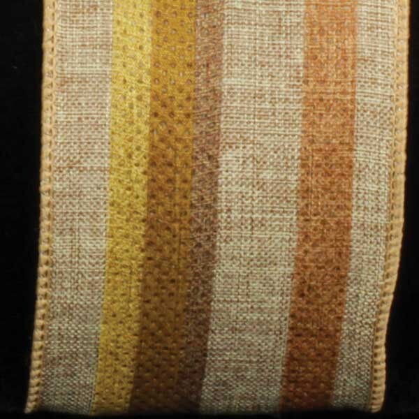 The Ribbon People Brown and Yellow Wired Craft Ribbon with Stripes 2.5&#x22; x 20 Yards