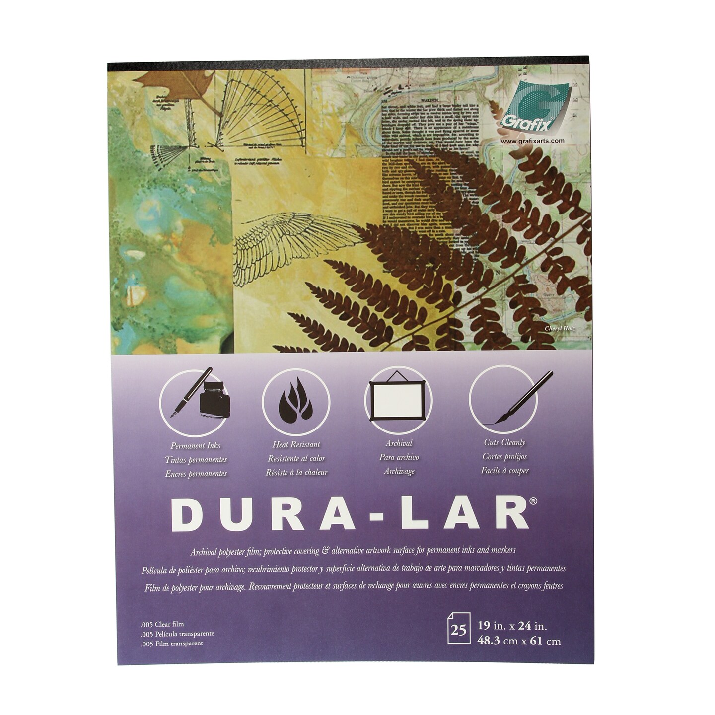 Grafix Clear Dura-Lar Pad, 25 Sheets, .005mm, 19&#x22; x 24&#x22;