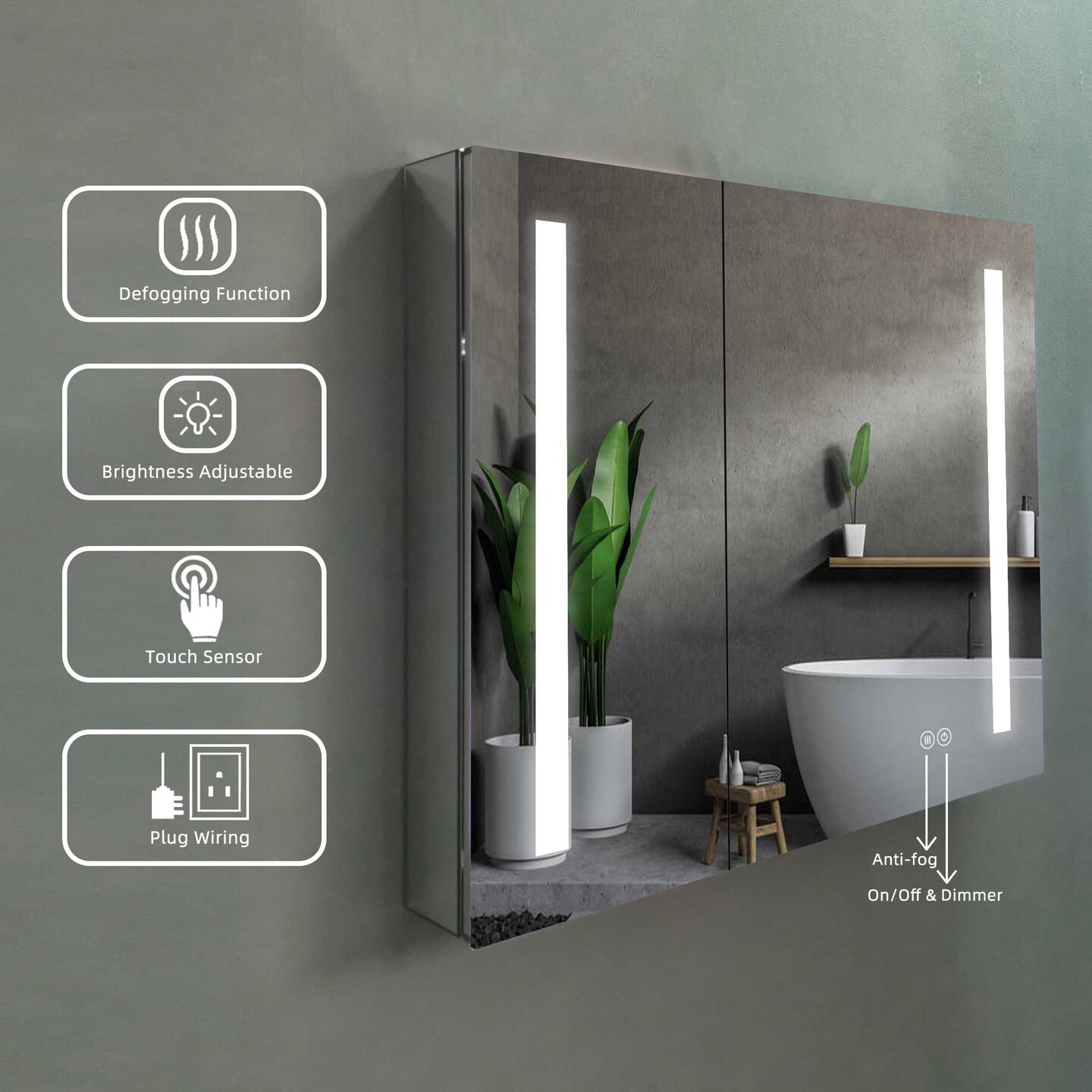 Erie Rectangular Silver Aluminum Recessed or Surface Mount Mirror Medicine Cabinet