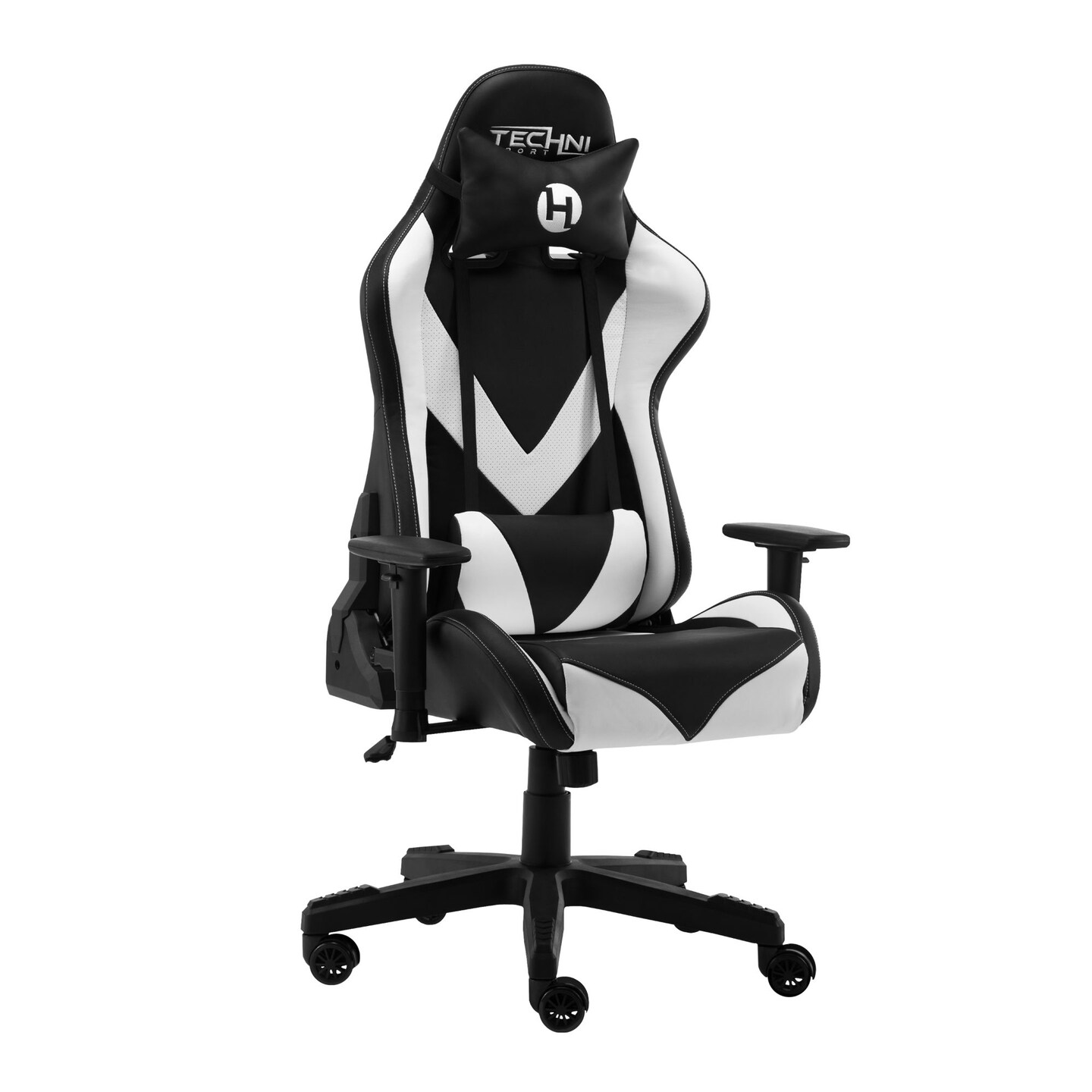 Techni Office Solutions 53&#x22; White and Black Durable Stylish Gaming Chair