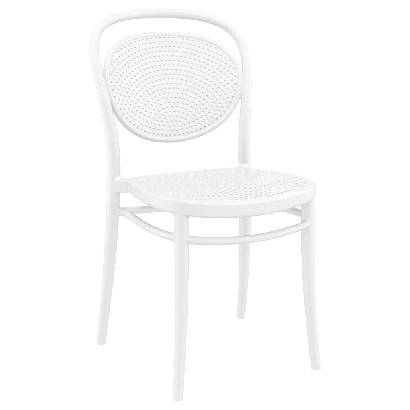 Luxury Commercial Living 33.5" White Stackable Outdoor Patio Armless Chair
