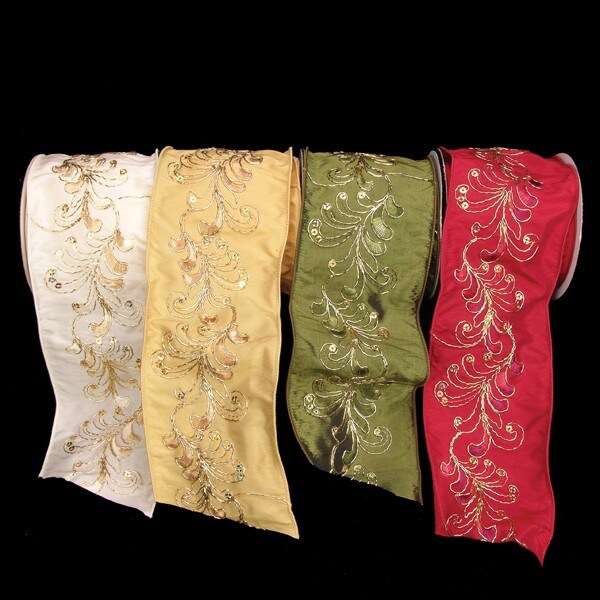 The Ribbon People Gold Fine Stitched Wired Craft Ribbon 4&#x22; x 10 Yards