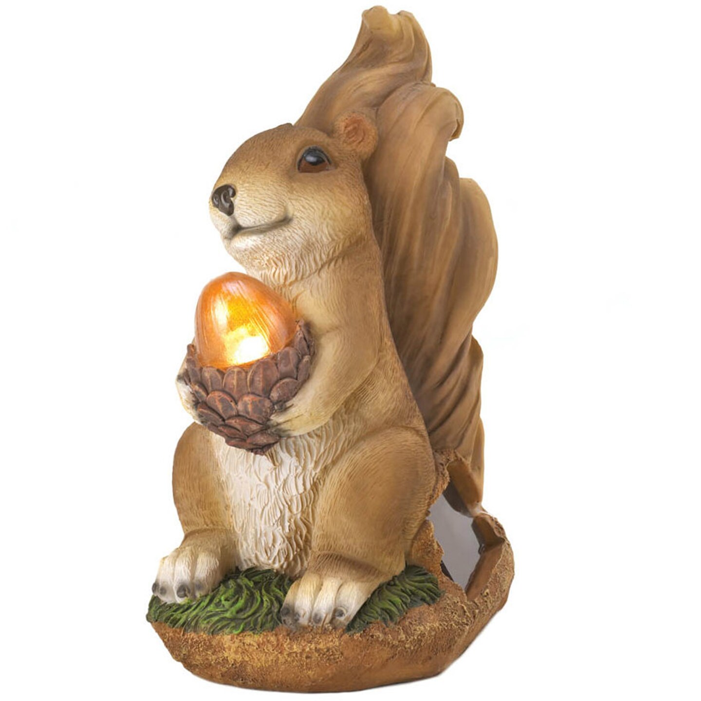 Accent Plus Home Decorative Solar-Powered Light-Up Squirrel Statue