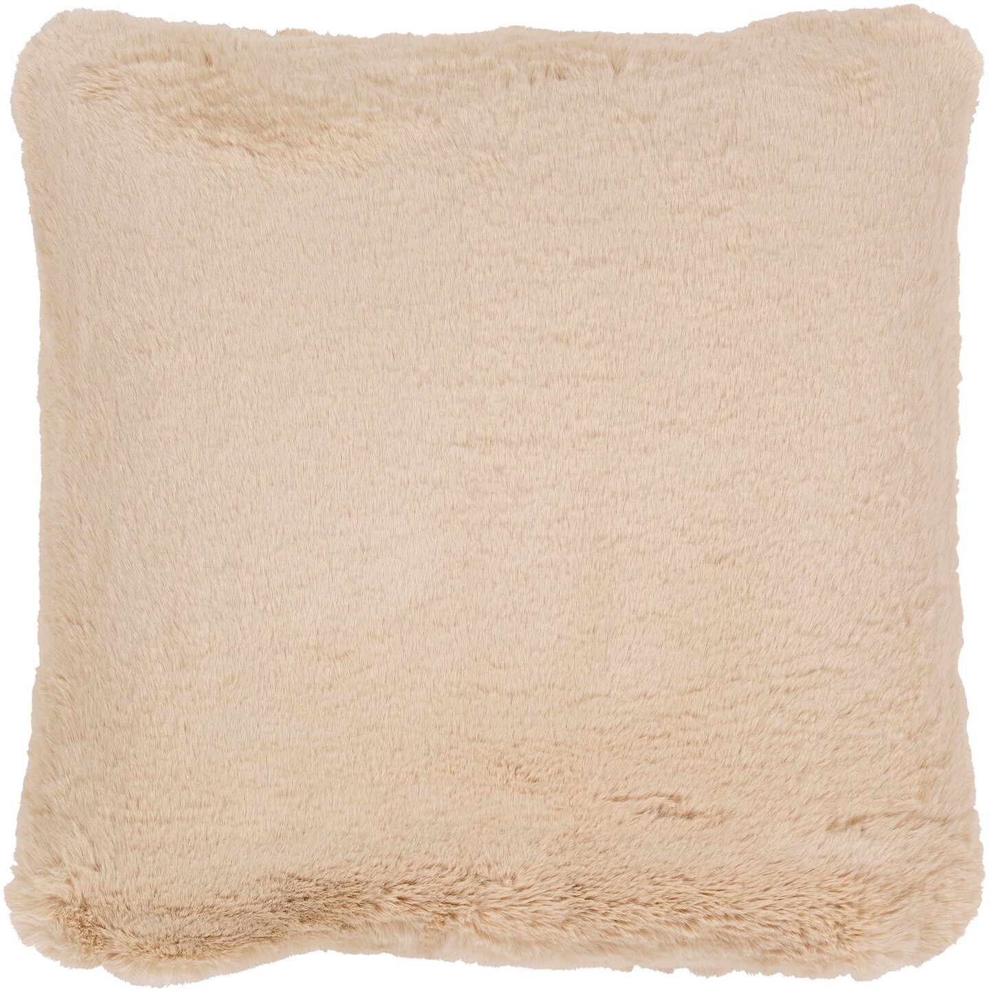 Semolina Textured Faux Fur Square Throw Pillow