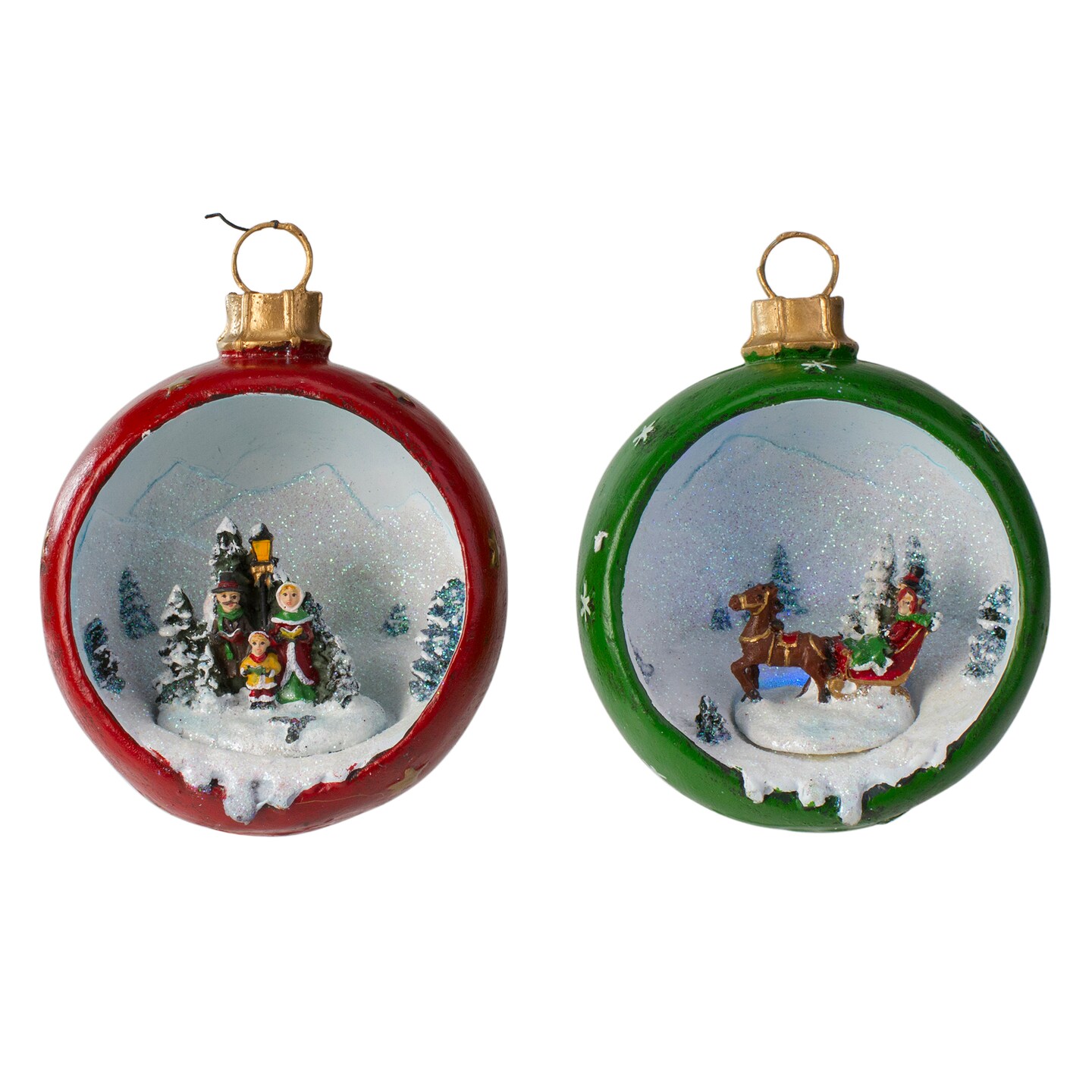 Northlight LED Lighted Winter Scene Christmas Ornament Decorations - 5.75" - Multi - Set of 2