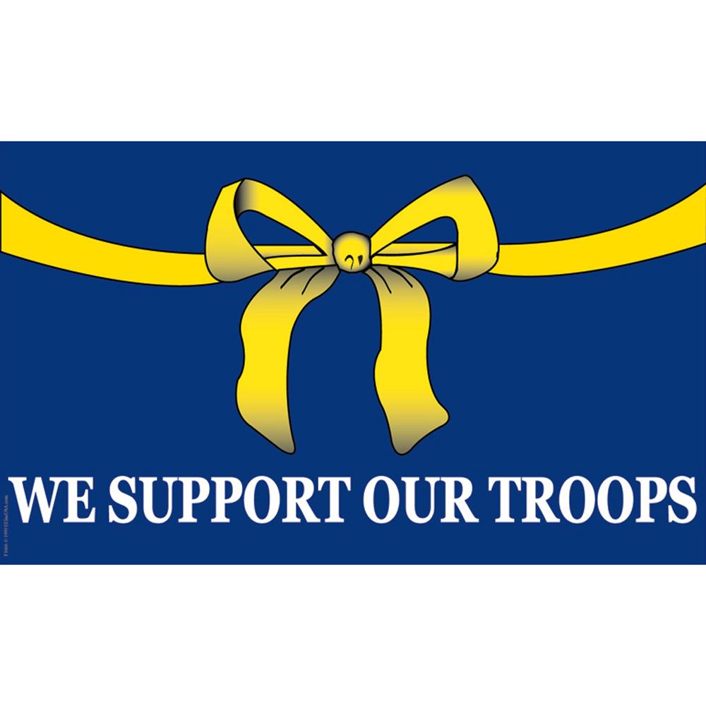 We support Our Troops Yellow Ribbon Flag with Grommets 3ft x 5ft