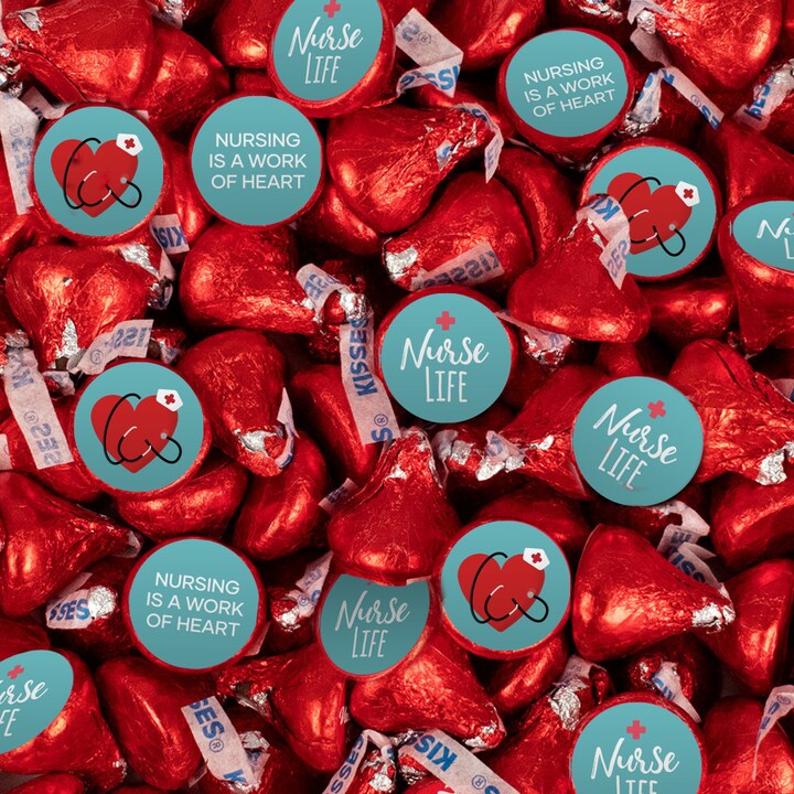 324ct Nurses Week Stickers for Hershey&#x27;s Kisses or Lifesavers Mints Giveaways in Bulk - By Just Candy