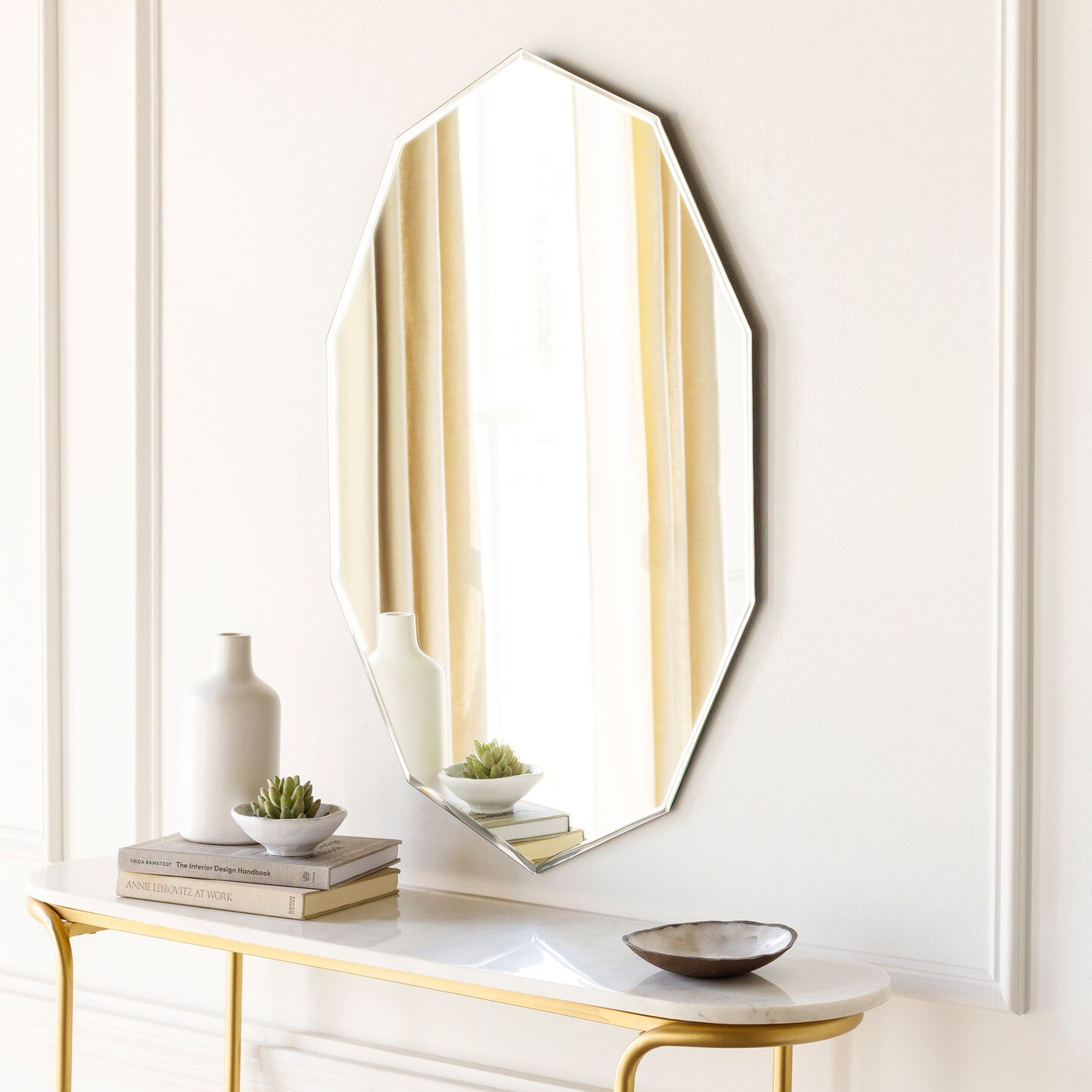 Tiwari Home 25.5&#x22; Frameless Beveled Decagon Wall Mirror