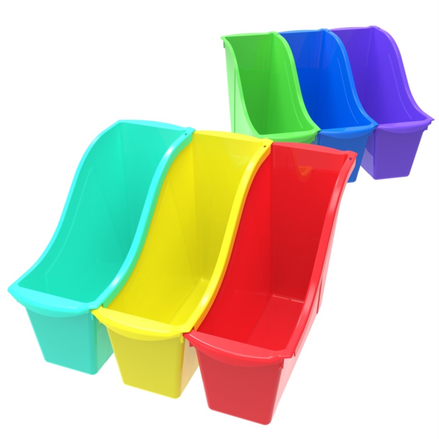 Small Book bin with Front Pocket, Assorted Colors (Case of 6)