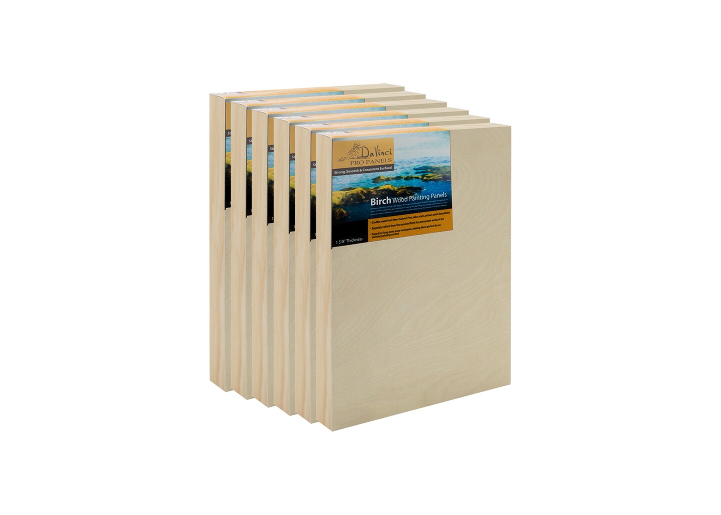 Davinci Pro Birch Wood Painting Panel - Wood Panels - 1-5/8in Deep Fine Grained Professional Wood Panels for Painting, Students, Classrooms, Studios, Acrylics, and More