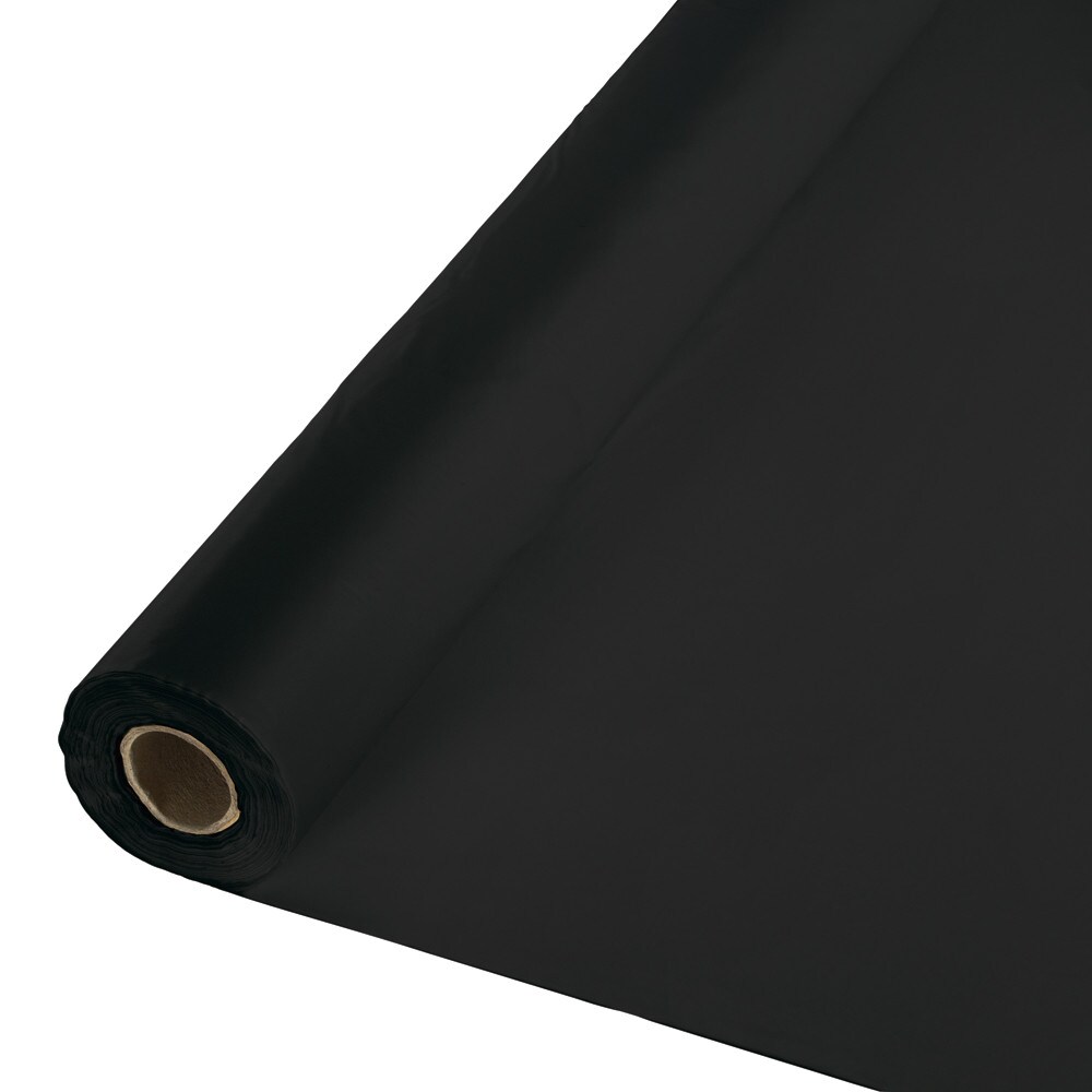 Party Central Pack of 6 Jet Black Disposable Banquet Party Table Cover Rolls 100&#x27;