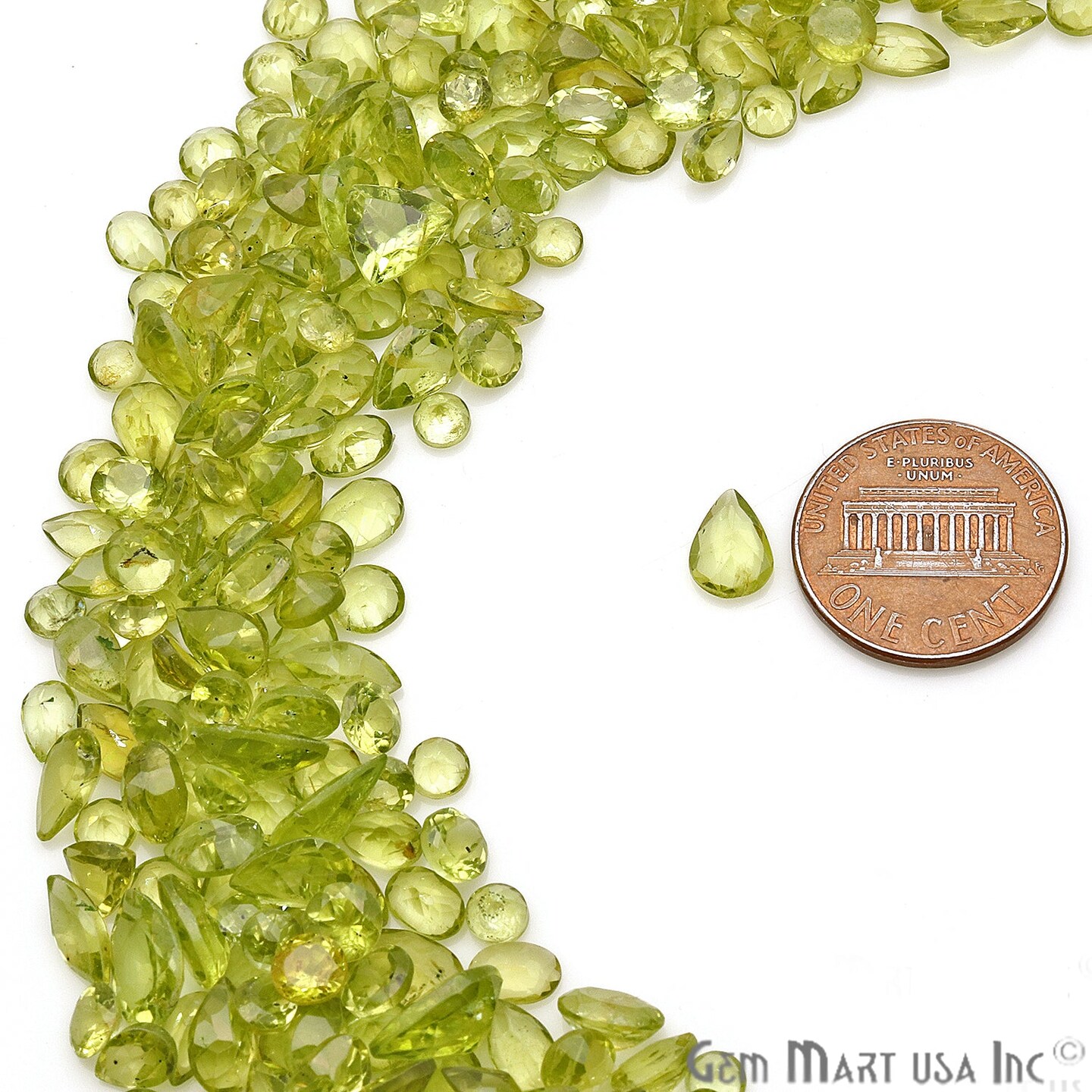 Peridot Gemstone, 100% Natural Faceted Loose Gems, August Birthstone, 6-12mm,50 Carats, GemMartUSA (PT-60001-50)
