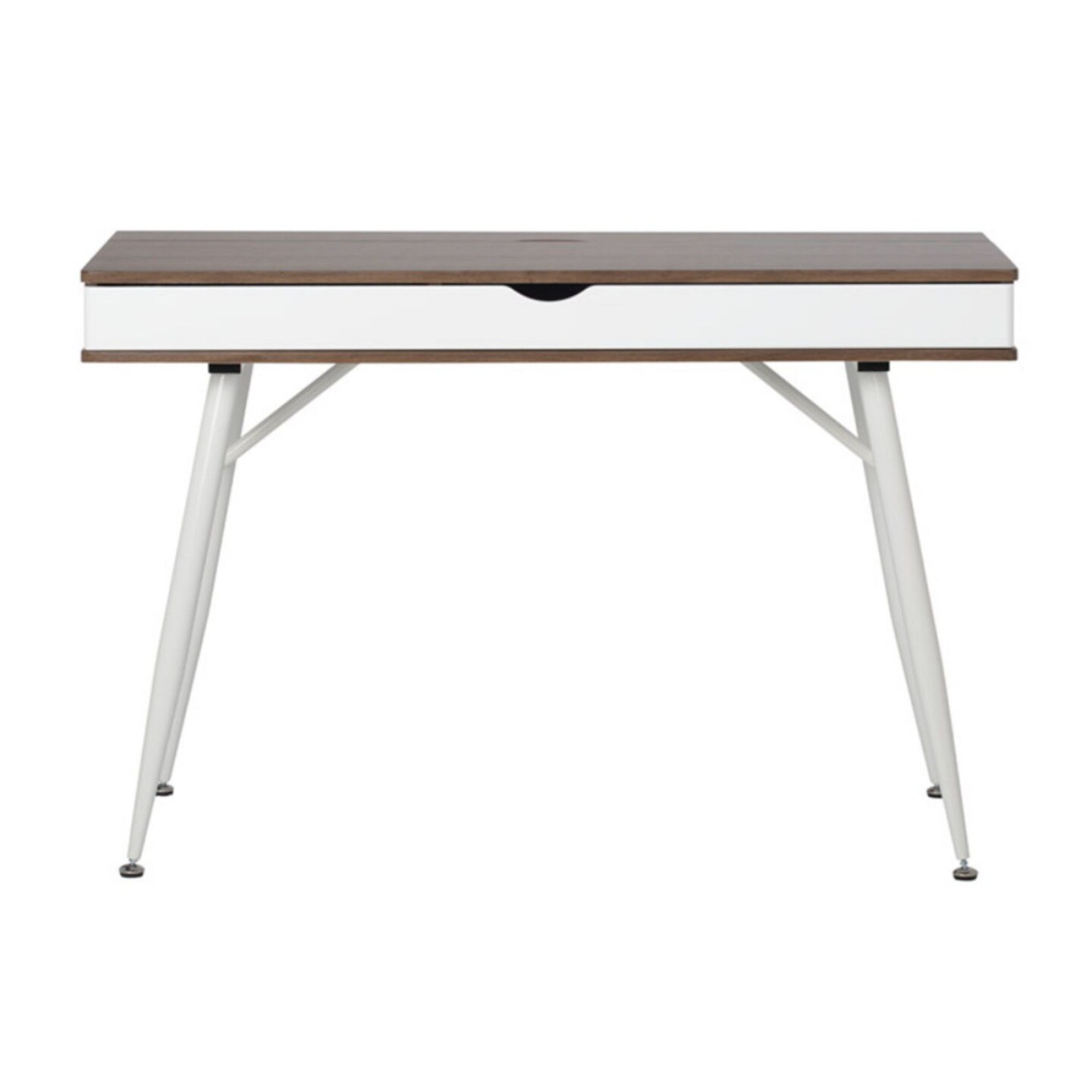 Calico Designs Alcove Split Drawer Desk with Device Storage - White/Chestnut Finish