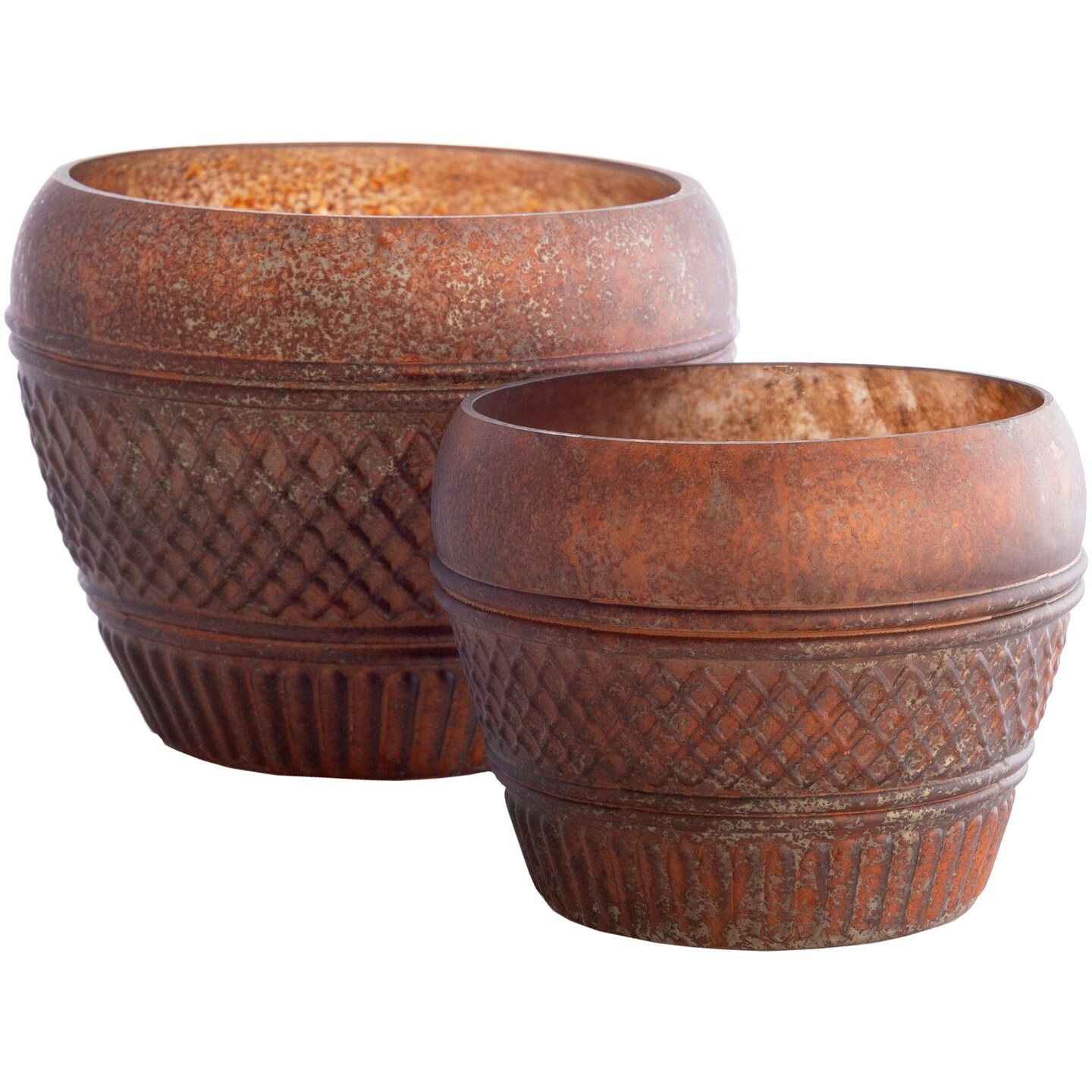 Tiwari Home Set of 2 Copper Textured Glass Candle Holders 10&#x22;