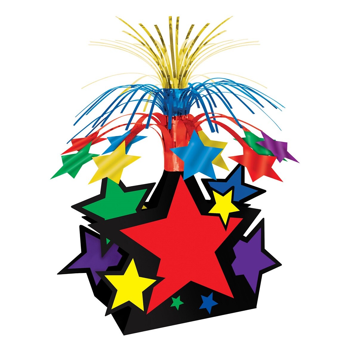 Beistle Pack of 12 Multi-Colored Star with Tinsel Accents Centerpiece Decorations 15&#x22;