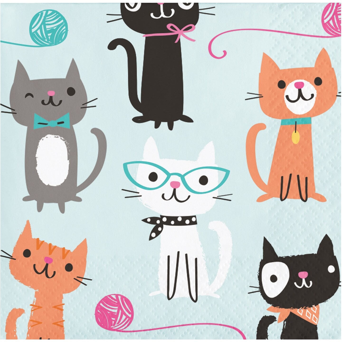 Party Central Club Pack of 192 Multicolor Cat Disposable Beverage Napkins 5&#x22;
