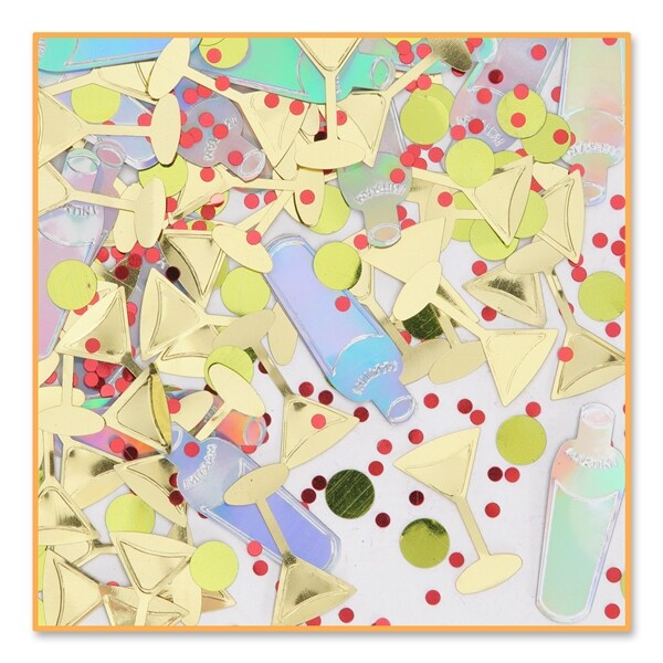 Beistle Pack of 6 Martini Bar Glass and Shaker Confetti Bags 0.5 Oz