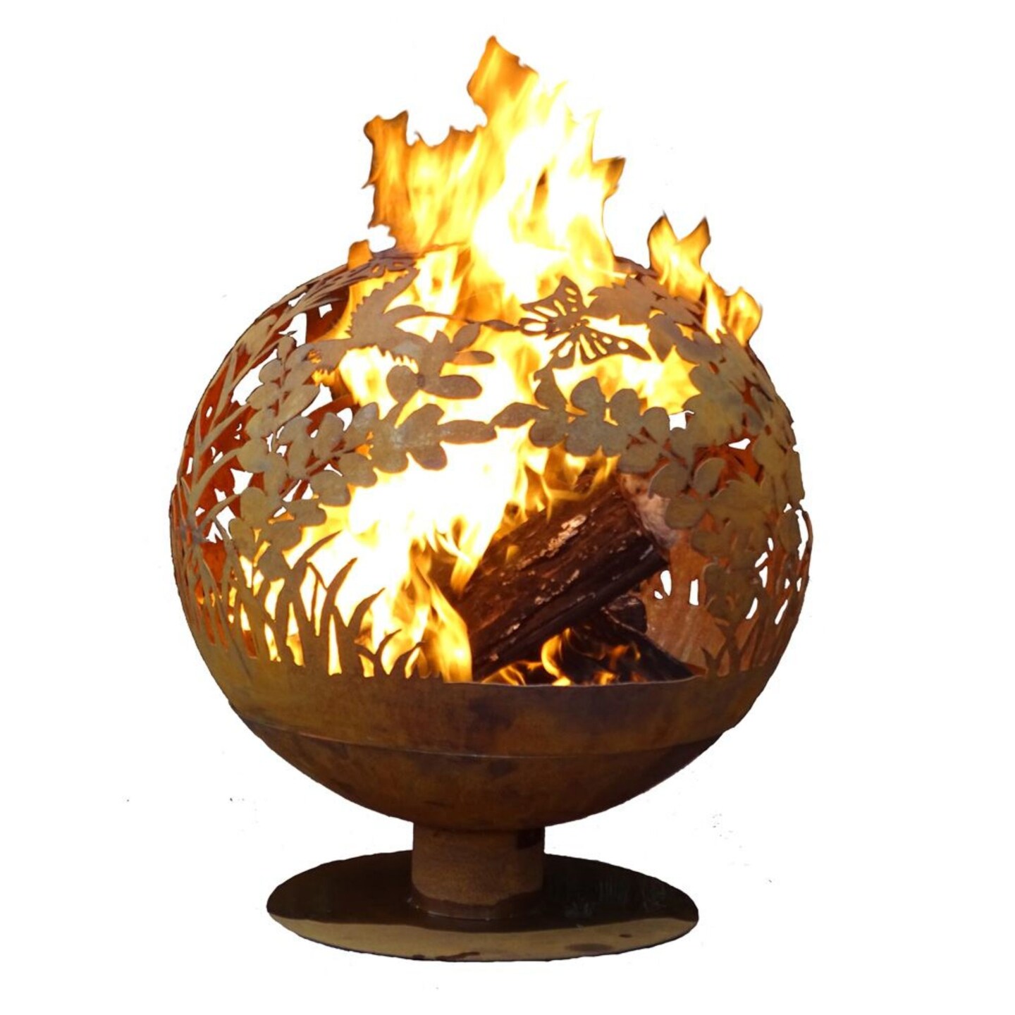Esschert Design 28&#x22; Brown Rustic Finish Large Garden Outdoor Fire Sphere