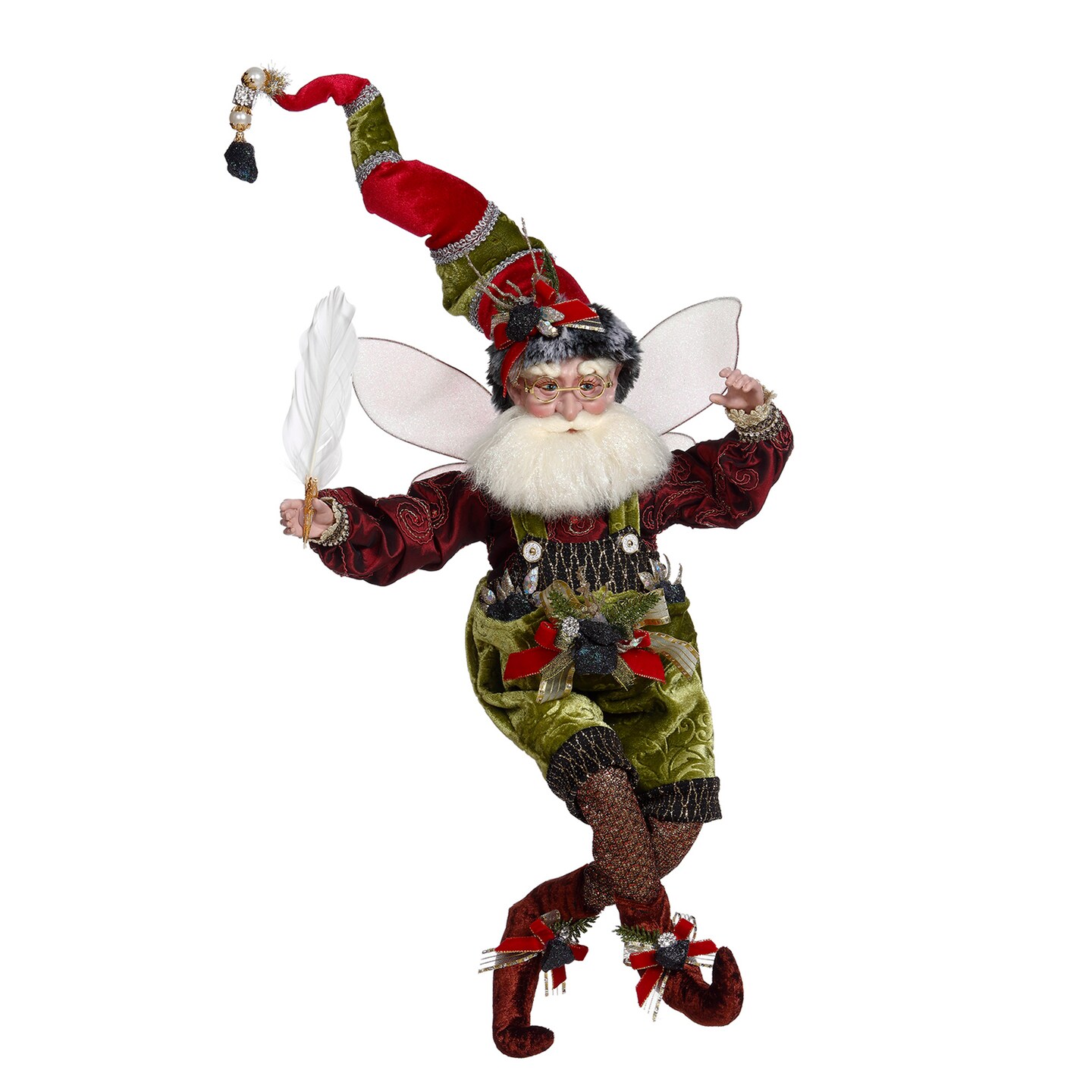 Mark Roberts Mark Roberts Coal Stocking Christmas Fairy Green and Red, Large 19&#x22; #51-05854