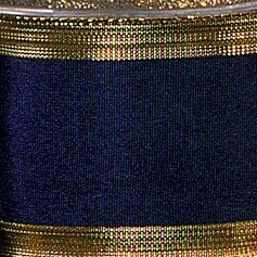 The Ribbon People Blue Navy and Gold Edge Wired Craft Ribbon 2.5&#x22; x 27 Yards