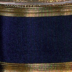 The Ribbon People Blue Navy and Gold Edge Wired Craft Ribbon 2.5" x 27 Yards