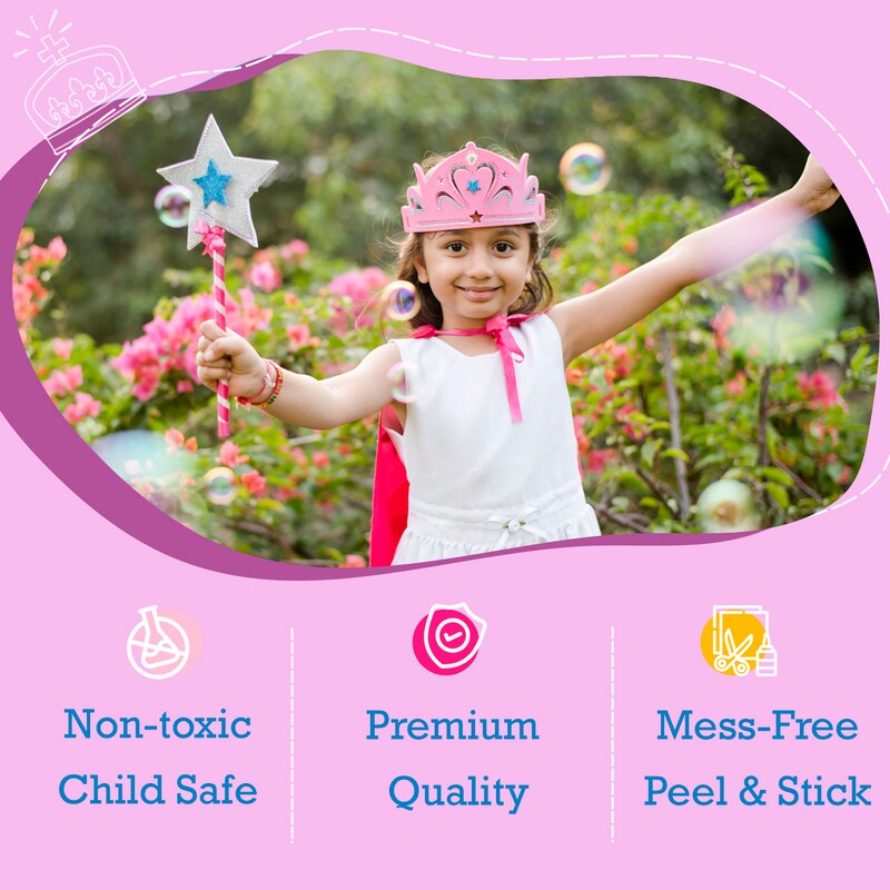 Princess Themed Arts and Crafts Costume for Girls | Make a Cape, Tiara and Wand | Best Gift for Girls Ages 5 6 7 8 Years | 3 Craft Projects in 1 Box