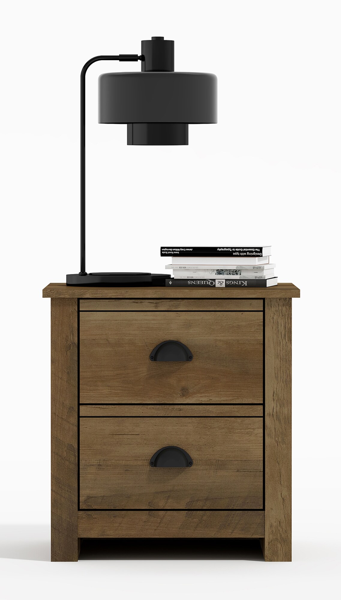 Geordano 2-Drawer Knotty Oak Nightstand (20&#x22; x 16.3&#x22; x 18.9&#x22;)