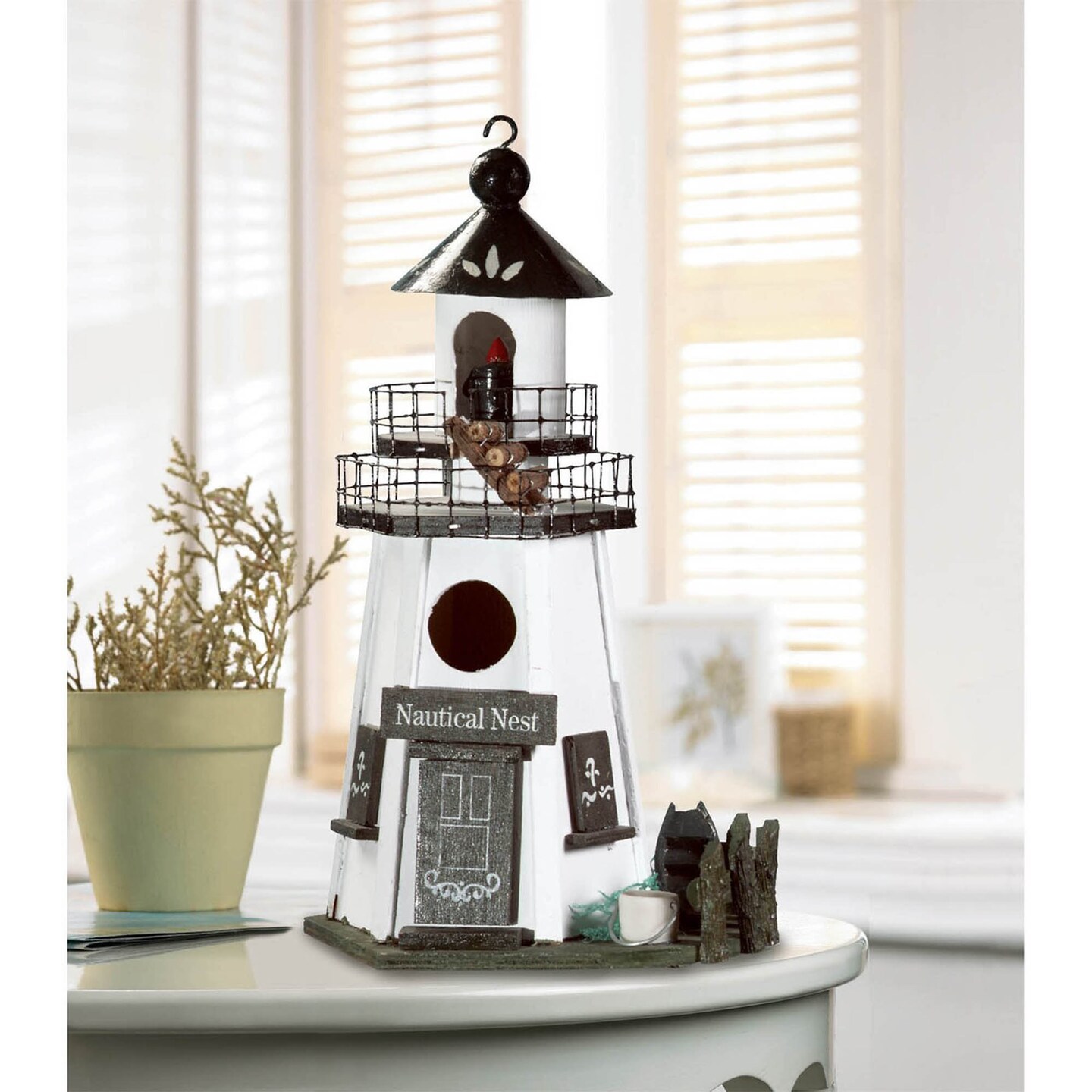 Songbird Valley Home Decorative Nautical Nest Wood Lighthouse Bird House