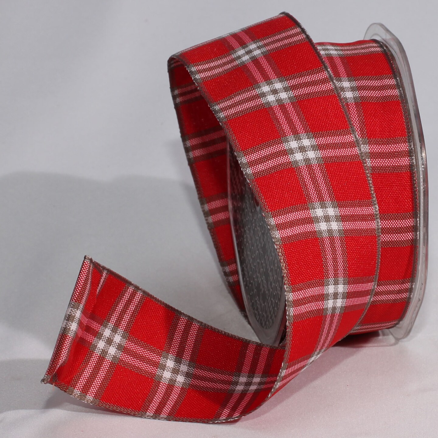 The Ribbon People Red and White Plaid Craft Ribbon 1.5&#x22; x 50 Yards