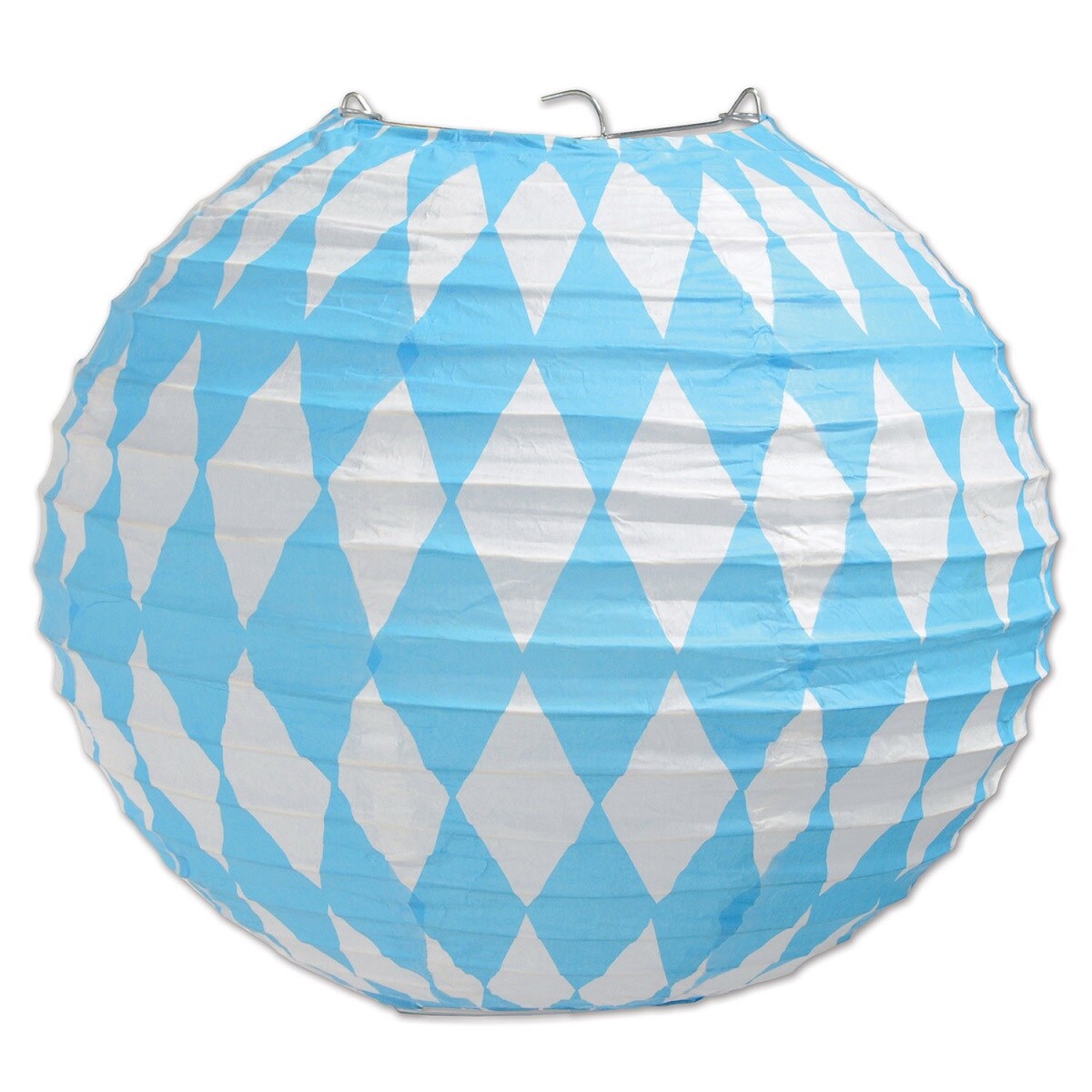 Party Central Club Pack of 18 Sky Blue and White Festive Oktoberfest Paper Lantern Hanging Decors 9.5&#x22;