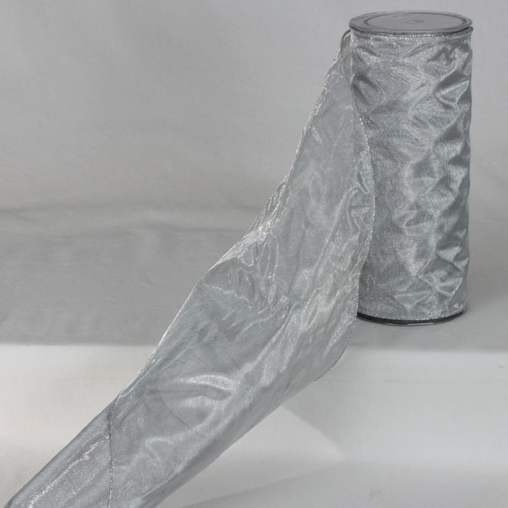 The Ribbon People Silver Colored Edge Wired Craft Organza Ribbon 9" x 27 Yards
