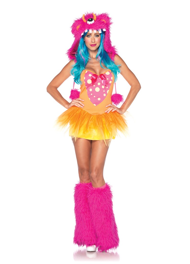 Leg Avenue Women&#x27;s Orange and Pink Shaggy Shelly Halloween Costume - XS
